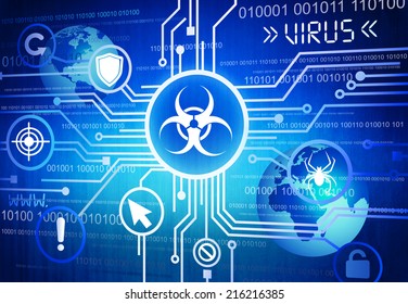 Digitally Generated Image of Online Virus Concept