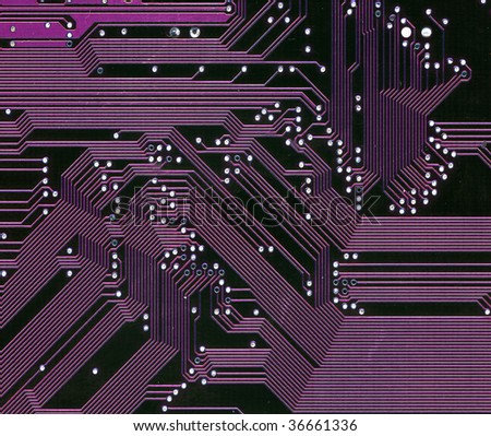 Digitally Generated Image of purple computer circuitboard