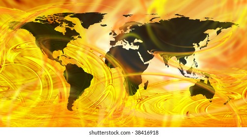 Digitally Generated Image of world map with light and wave pattern - Powered by Shutterstock - Get 15% off with code: PIKWIZARD15