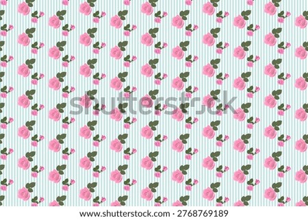 Digitally generated kitsch floral pattern wallpaper with roses