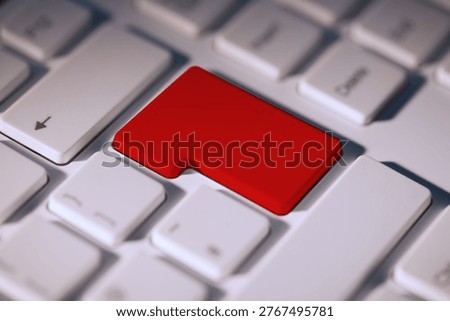 Digitally generated Red enter key on keyboard
