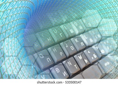 Digits and the keyboard - abstract computer background.