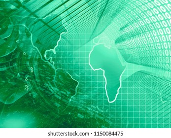 Digits and map - abstract computer background.