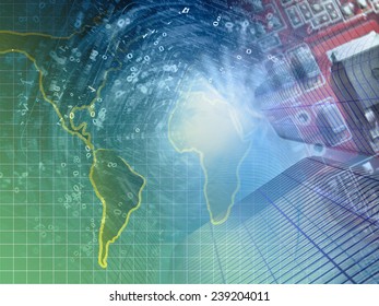 Digits and map - abstract computer background.