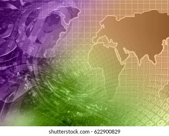 Digits and map - abstract computer background, toned.