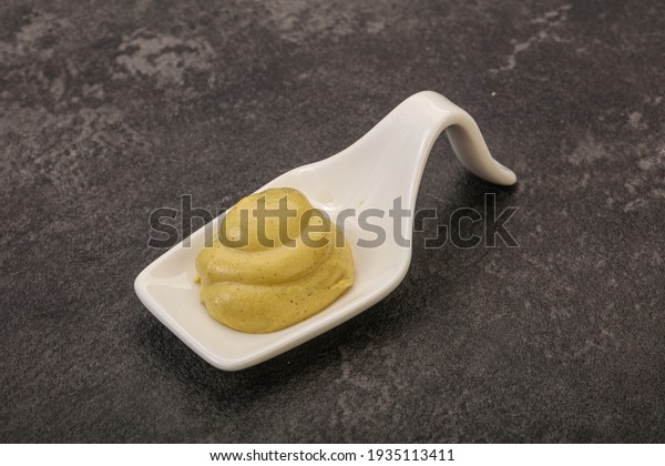 Dijon mustard dip sauce in\
the bowl