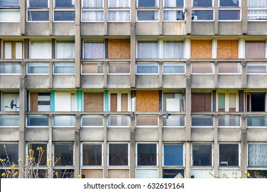 Dilapidated Council Flat Housing Block, Robin Hood Gardens, In East London