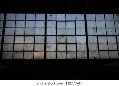 dilapidated factory window