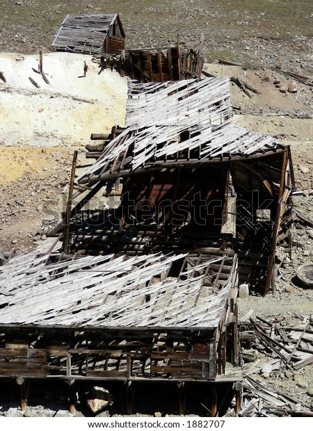 Dilapidated Mining Buildings Near Silverton Colorado Stock Photo