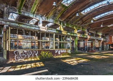 Dilapidated office booth in an abandoned factory - Powered by Shutterstock