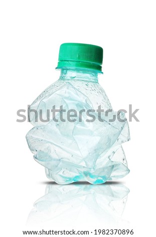 dilapidated plastic bottle on white background