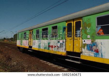 The dilapidated train wagon, graffiti