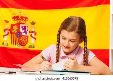 Diligent Teenage Student Learning Spanish At Class