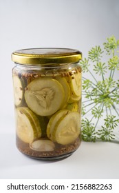 Dill Pickle Chip, A Jar Of Cucumber With Vinegar And Dill, 