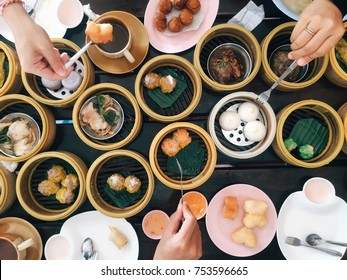 Dim Sum For Breakfast At Thailand , Thai Food  Style , Top View 