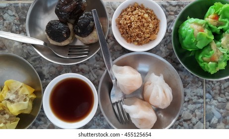 Dim Sum,chinese Food On Table,top View