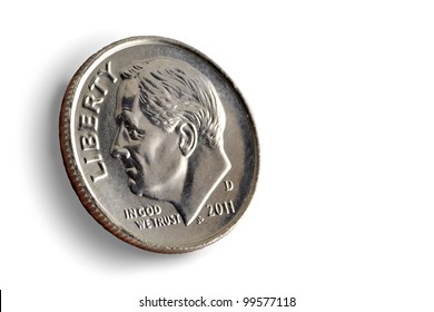 Dime On A White Background