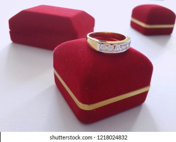 Dimond Ring On Red Box Packaging