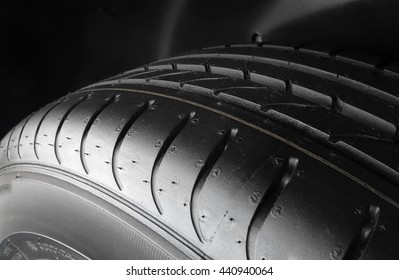 Dimples and sipes on the sidewall of summer tire detailed 