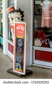 Diner Doorway On Main Street, Fredericksburg, Texas, USA, April 14, 2015