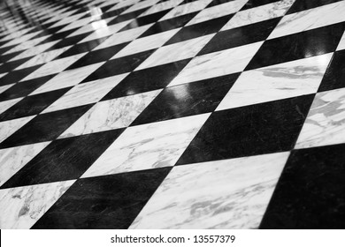 Diner Floor With Retro Checkered Pattern