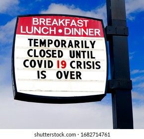 Diner Restaurant Closed Sign For Covid 19 Crisis Corona Virus Covid19 C19 Is Over