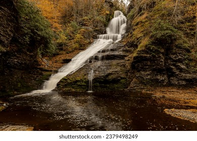 Dingmans Falls cascade down the mountain in Pennsylvania