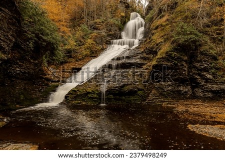 Dingmans Falls cascade down the mountain in Pennsylvania