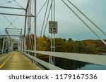 Dingmans Ferry Bridge across the Delaware River in the Poconos Mountains, connecting the states of Pennsylvania and New Jersey, USA