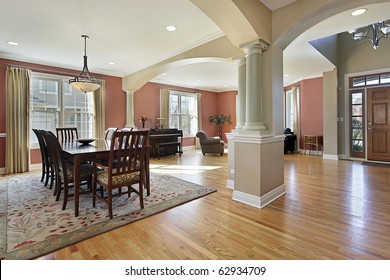 Dining Room In Open Floor Plan With Foyer View