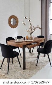 Dining Room With Wood Table Interior