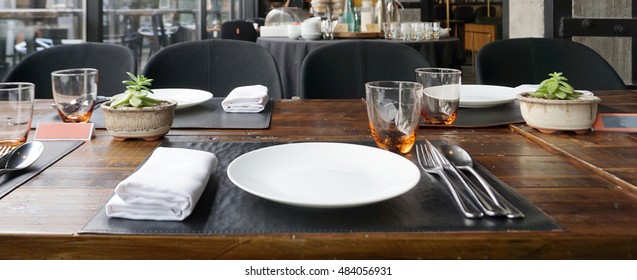 Dining set on the timber table