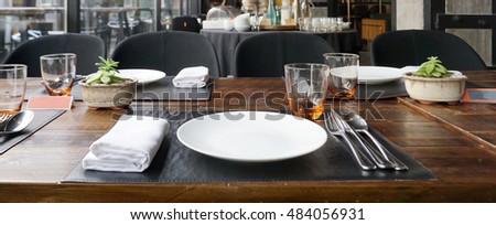 Dining set on the timber table