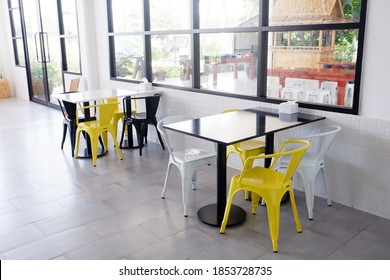 Dining table with chairs inside the restaurant