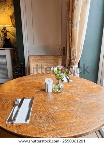 Similar – Image, Stock Photo Spring flowers on dining table in b&w