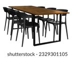 Dining table set isolated on white background, work with clipping path.