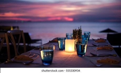 dining table in the sunset moment