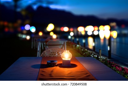 Dinner On The Shore Of The Mediterranean Sea. Turkey Kemer