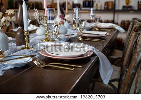 Dinner party table setup - wedding