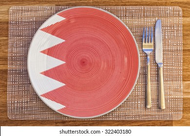 Dinner Plate With The Flag Of Bahrain On It For Your International Food And Drink Concepts.