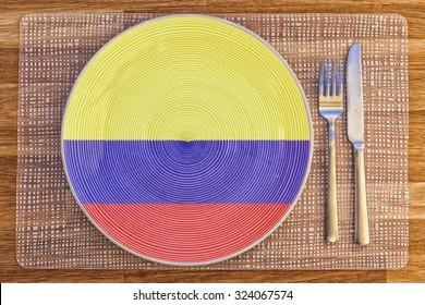 Dinner Plate With The Flag Of Colombia On It For Your International Food And Drink Concepts.