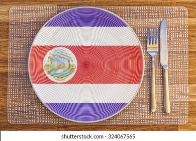 Dinner Plate With The Flag Of Costa Rica On It For Your International Food And Drink Concepts.