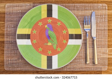 Dinner Plate With The Flag Of Dominica On It For Your International Food And Drink Concepts.