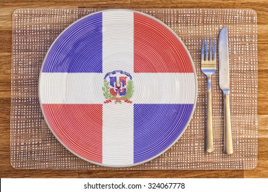 Dinner Plate With The Flag Of Dominican Republic On It For Your International Food And Drink Concepts.