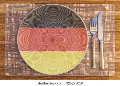 Dinner Plate With The Flag Of Germany On It For Your International Food And Drink Concepts.