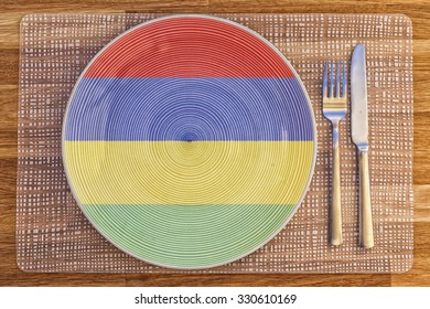 Dinner Plate With The Flag Of Mauritius On It For Your International Food And Drink Concepts.