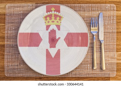 Dinner Plate With The Flag Of Northern Ireland On It For Your International Food And Drink Concepts.