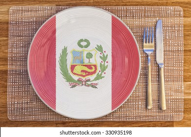 Dinner Plate With The Flag Of Peru On It For Your International Food And Drink Concepts.