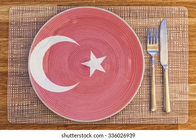 Dinner Plate With The Flag Of Turkey On It For Your International Food And Drink Concepts.