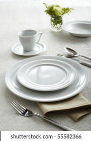 A Dinner Plate, Knife And Fork